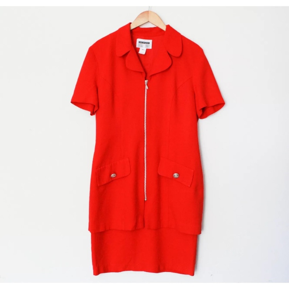 Lois Snyder for Dani Max | Vintage 80's Red Zip Up Half Sleeve Dress | Size 14